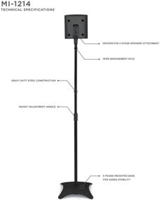 img 1 attached to 🔊 Mount-It! MI-1214 Напольные стойки для динамиков - Улучшите ваш домашний кинотеатр с монтажами для объемного звука, 2 пары, вместимость до 10 фунтов, черный