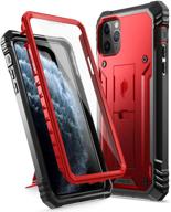 📱 metallic red iphone 11 pro max rugged case - poetic revolution series | full-body dual-layer shockproof protective cover with kickstand & built-in screen protector | designed for apple iphone 11 pro max 6.5 inch logo