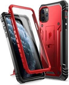 img 4 attached to 📱 Metallic Red iPhone 11 Pro Max Rugged Case - Poetic Revolution Series | Full-Body Dual-Layer Shockproof Protective Cover with Kickstand & Built-in Screen Protector | Designed for Apple iPhone 11 Pro Max 6.5 Inch