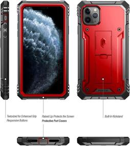 img 3 attached to 📱 Metallic Red iPhone 11 Pro Max Rugged Case - Poetic Revolution Series | Full-Body Dual-Layer Shockproof Protective Cover with Kickstand & Built-in Screen Protector | Designed for Apple iPhone 11 Pro Max 6.5 Inch