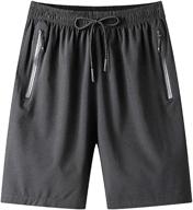 🩳 quick-dry men's gym workout shorts: lightweight athletic training, running, hiking jogger with zipper pockets logo
