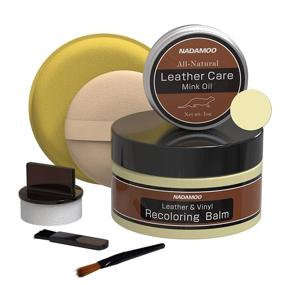 img 4 attached to 🛋️ Revive and Restore: NADAMOO Cream Leather Recoloring Balm with Mink Oil Leather Conditioner and Repair Kit for Couches, Car Seats, Furniture, Shoes, Bags – Effective Scratch Repair Solution!