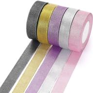 🎀 flowve metallic glitter ribbon set - 125 yards of 1 inch/2.5cm ribbon for gift wrapping and party decor - golden, silvery, silver-black, pink, purple logo