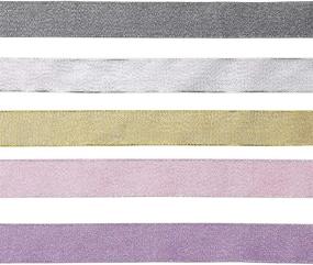 img 2 attached to 🎀 FLOWVE Metallic Glitter Ribbon Set - 125 Yards of 1 inch/2.5cm Ribbon for Gift Wrapping and Party Decor - Golden, Silvery, Silver-Black, Pink, Purple