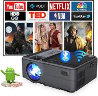 full hd 1080p mini projector with wifi & bluetooth - wireless smart android os, screen mirroring airplay zoom for hdmi usb laptop ps4 tv stick dvd - ultimate home theater indoor outdoor movie experience logo