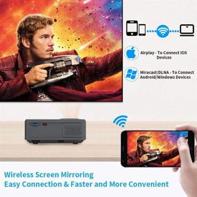 img 3 attached to Full HD 1080P Mini Projector with WiFi & Bluetooth - Wireless Smart Android OS, Screen Mirroring Airplay Zoom for HDMI USB Laptop PS4 TV Stick DVD - Ultimate Home Theater Indoor Outdoor Movie Experience