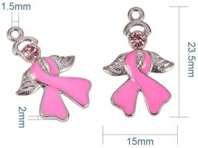 img 3 attached to 🎗️ PH PandaHall 20pcs Pink Ribbon Awareness Charms: Enamel Angel Wing Pendant Charms for Breast Cancer Ribbons Lapels, Women's Necklace Bracelet Crafts