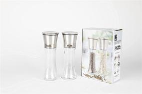 img 1 attached to 🧂 Premium Stainless Steel Salt and Pepper Grinders - Adjustable Ceramic Grinders - Elegant Glass Bottoms - Set of 2