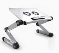 🔗 portable adjustable laptop stand desk with usb fans - ergonomic notebook desk riser mount ultrabook macbook for bed couch - work from home or travel (silver) logo