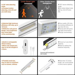 img 2 attached to 🔦 Ultra-Energy-Saving Rechargeable LED Motion Sensor Cabinet Light – 6 Inch 0.75W 3000K Silver – Battery Operated Under Cabinet Light for Indoor Use - Closet Light with Motion Activation