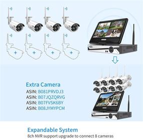 img 1 attached to 📷 [8CH Expandable, 2K] Hiseeu All-in-one Wireless Security Camera System with 8CH 10.1&#34; 1296P Monitor, 4pcs 3MP Indoor/Outdoor Wireless Home Security Cameras, Remote Access, One-way Audio, 1TB HDD