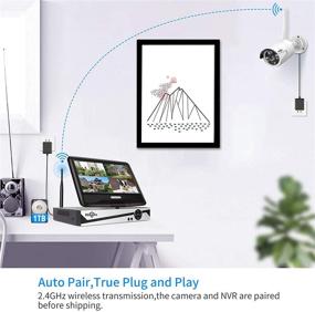 img 3 attached to 📷 [8CH Expandable, 2K] Hiseeu All-in-one Wireless Security Camera System with 8CH 10.1&#34; 1296P Monitor, 4pcs 3MP Indoor/Outdoor Wireless Home Security Cameras, Remote Access, One-way Audio, 1TB HDD