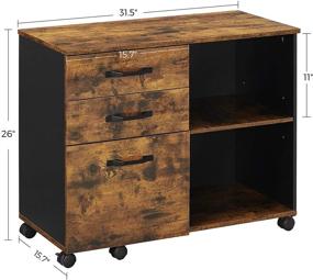 img 1 attached to 🗄️ VASAGLE Industrial 3-Drawer File Cabinet: Mobile Lateral Filing with Open Compartments - A4, Letter Sized Documents, Printer Stand - Rustic Brown & Black UOFC041B01