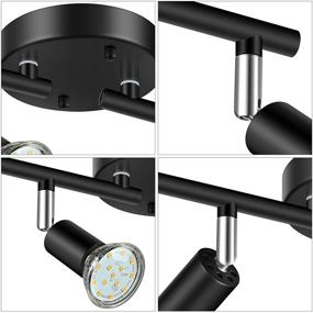 img 1 attached to 🔦 Unicozin LED 4-Light Track Lighting Kit: Black, Flexibly Rotatable Heads, 4-Way Ceiling Spotlights with LED GU10 Bulbs (4W, Warm White 2700K, 400LM)