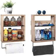 📚 rustic wall shelf organizer with towel bar and paper rack - x-cosrack 3 tier, 2 pack floating shelves with removable wire shelf and fence for bathroom kitchen living room - wood hanging mounted logo