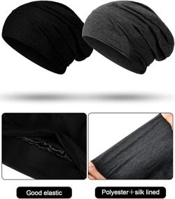 img 2 attached to 💤 Premium Satin Lined Sleep Cap: Adjustable Slouchy Beanie Hat for Women and Girls