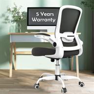 💺 premium mimoglad office chair: ergonomic task chair with flip-up armrest, 360° rotation, adjustable height, and mesh back support in white логотип