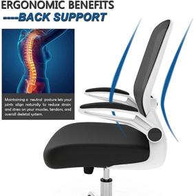 img 3 attached to 💺 Premium Mimoglad Office Chair: Ergonomic Task Chair with Flip-up Armrest, 360° Rotation, Adjustable Height, and Mesh Back Support in White