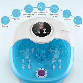 img 1 attached to 🏠 Home Office Foot Massager - Soothing Heat, Vibration, Bubbles, Shiatsu Massage Plates, Pumice Stone, Digital Temperature Control - Alleviates Foot Fatigue