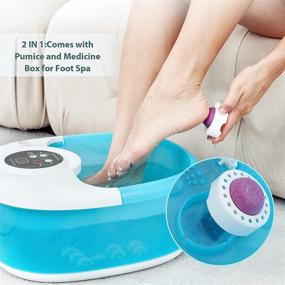 img 2 attached to 🏠 Home Office Foot Massager - Soothing Heat, Vibration, Bubbles, Shiatsu Massage Plates, Pumice Stone, Digital Temperature Control - Alleviates Foot Fatigue