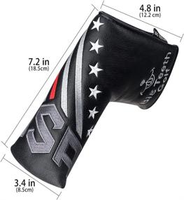 img 3 attached to 🏌️ USA Stripe Pu Leather BIG TEETH Golf Head Covers Blade Putter Cover - Black Golf Club Protector