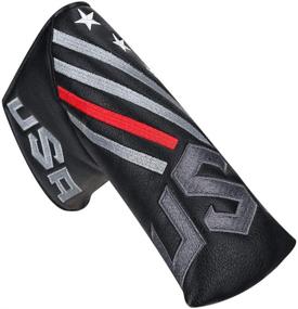 img 4 attached to 🏌️ USA Stripe Pu Leather BIG TEETH Golf Head Covers Blade Putter Cover - Black Golf Club Protector