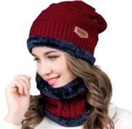 🧣 muco winter beanie hats scarf set: warm knit hat with thick fleece lining and slouchy design for men and women logo