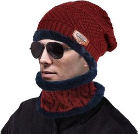 img 3 attached to 🧣 MUCO Winter Beanie Hats Scarf Set: Warm Knit Hat with Thick Fleece Lining and Slouchy Design for Men and Women