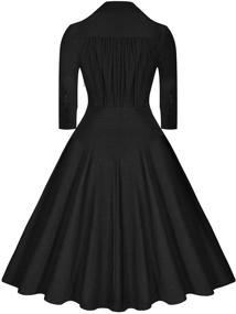 img 3 attached to 👗 Miusol Women's Vintage Swing Dress with Deep-V Neckline and Bow Belt: A perfect blend of classical charm and casual elegance