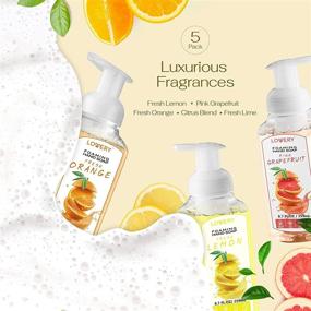 img 1 attached to Lovery Foaming Hand Soap - Pack of 5 - Moisturizing Hand Soap with Aloe Vera & Essential Oils - Alcohol-Free Hand Wash in Citrus Blend, Lemon, Orange, Lime, and Pink Grapefruit Fragrances - Scented Hand Wash for Kitchen and Bathroom