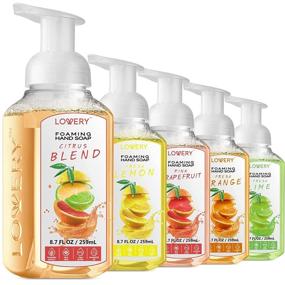 img 4 attached to Lovery Foaming Hand Soap - Pack of 5 - Moisturizing Hand Soap with Aloe Vera & Essential Oils - Alcohol-Free Hand Wash in Citrus Blend, Lemon, Orange, Lime, and Pink Grapefruit Fragrances - Scented Hand Wash for Kitchen and Bathroom