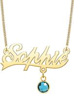 💎 personalized classic cursive name necklace with birthstone initial, 18k gold plated customized jewelry gift for women - qeensekc logo