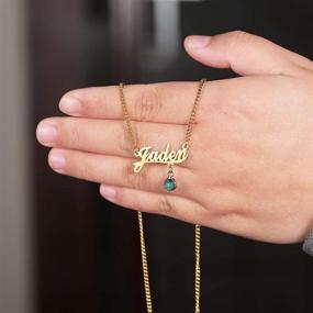 img 3 attached to 💎 Personalized Classic Cursive Name Necklace with Birthstone Initial, 18K Gold Plated Customized Jewelry Gift for Women - QeenseKc