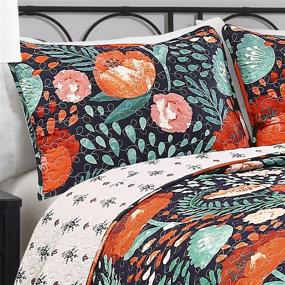 img 1 attached to 🌺 Lush Decor King Size Poppy Garden Quilt Set in Navy - 3 Piece Collection