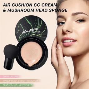 img 3 attached to Mushroom Head Air Cushion CC Cream Foundation - Moisturizing Concealer, Bright Makeup Base for Long Lasting Matte Finish (Natural)