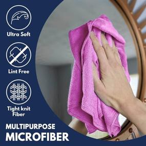 img 2 attached to 🧼 Ultimate Microfiber Cleaning Cloth Set - 50Pcs (12x12 in) | High Performance, 1200 Washes | Grip-Root Ultra-Absorbent Weave | Traps Grime & Liquid for Streak-Free Mirror Shine | Scratch Proof & Lint Free - Towel