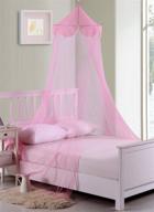 🛏️ kids' pink collapsible hoop sheer bed canopy - fantasy pom, one size logo