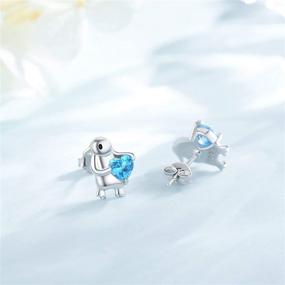 img 3 attached to 🐧✨ 925 Sterling Silver Waysles Penguin and Hummingbird Stud Earrings with Blue Heart Crystal - Cute Animal Jewelry Gift for Women, Girls, and Teens