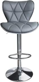 img 3 attached to 🐆 Set of 2 Grey Leopard Shell Back Swivel Bar Stools with Adjustable Height, PU Leather Padded Seat and Backrest