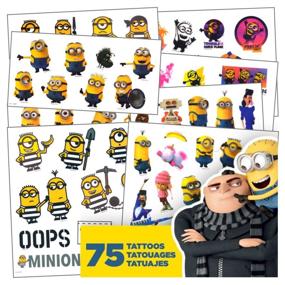 img 1 attached to Assorted Minions and Despicable Me 3 Characters Temporary Tattoos – 75 Children's Party Supplies