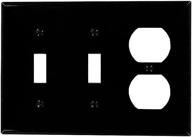 🔳 leviton 80721-e combination wallplate: 3-gang 2-toggle 1-duplex device, standard size, black logo