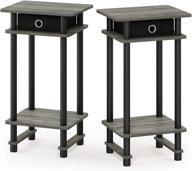 🌳 furinno turn-n-tube tall end table: sleek french oak grey design with dual black shelves logo