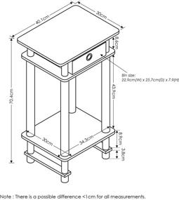 img 3 attached to 🌳 FURINNO Turn-N-Tube Tall End Table: Sleek French Oak Grey Design with Dual Black Shelves