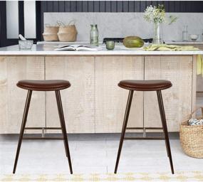 img 3 attached to GIA 30-Inch Bar Height Backless Oval Metal Stools: Matte Bronze with Vegan Leather (Set of 2)