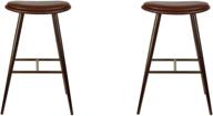 gia 30-inch bar height backless oval metal stools: matte bronze with vegan leather (set of 2) logo