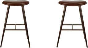 img 4 attached to GIA 30-Inch Bar Height Backless Oval Metal Stools: Matte Bronze with Vegan Leather (Set of 2)