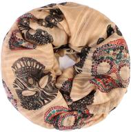 🌺 stunning bohemian sugar skull print scarf: a must-have for women's scarves & wraps logo