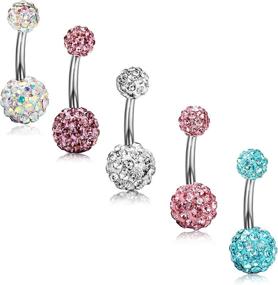 img 2 attached to 💎 ORAZIO Stainless Steel Belly Button Rings: Dazzling Screw Navel Bars for Trendy Body Piercing - 4-8Pcs, 14G