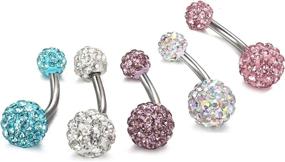 img 1 attached to 💎 ORAZIO Stainless Steel Belly Button Rings: Dazzling Screw Navel Bars for Trendy Body Piercing - 4-8Pcs, 14G