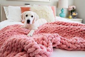 img 4 attached to 🎁 Kaffrey Luxury Chenille Chunky Knit Blanket - Pink Flamingo, 50"x60" - Cozy Machine Washable Throw for Home or Bedroom Decor - Perfect Gift for Her